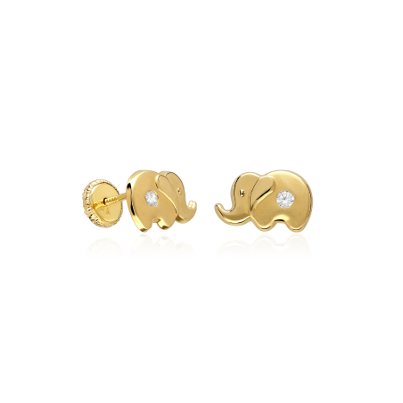 Pendientes Oro 18k y circonitas "Elefantito"