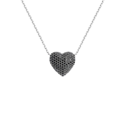 Collar Itemporality Plata Corazón Pavé Negro SNL-102-183-UU