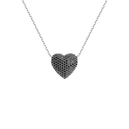 Collar Itemporality Plata Corazón Pavé Negro SNL-102-183-UU