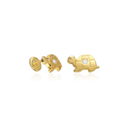 Pendientes Oro 18k y circonitas "Tortuga"