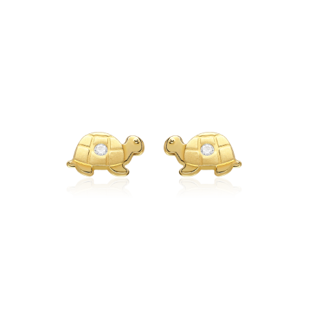 Pendientes Oro 18k y circonitas "Tortuga"