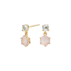 Pendientes Itemporality Baño Oro Cuarzo Rosa SEA-203-133-UU