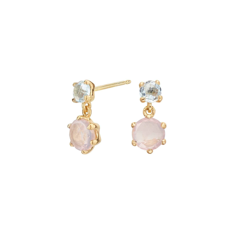 Pendientes Itemporality Baño Oro Cuarzo Rosa SEA-203-133-UU