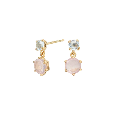 Pendientes Itemporality Baño Oro Cuarzo Rosa SEA-203-133-UU