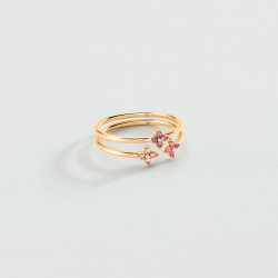 Anillo Ágatha Paris Baño Oro Doble Y Flores 2290070-315-54