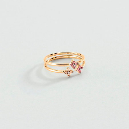 Anillo Ágatha Paris Baño Oro Doble Y Flores 2290070-315-54