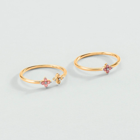 Anillo Ágatha Paris Baño Oro Doble Y Flores 2290070-315-54