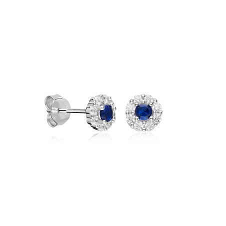 Pendientes Plata primera ley y circonita azul "Fredo"