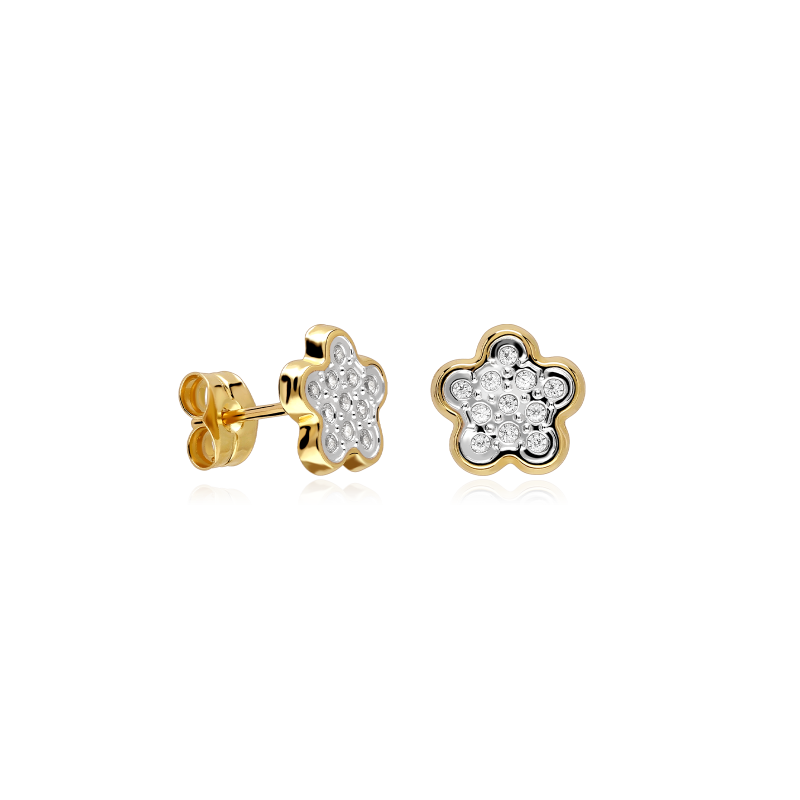 Pendientes Oro 18k y circonitas "Pétalos"
