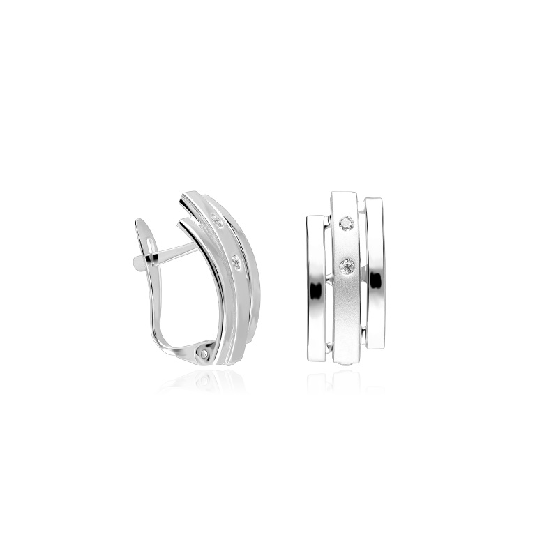 Pendientes Oro Blanco 18k y circonitas "Assa"