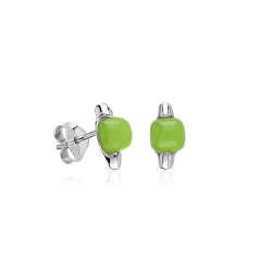 Pendientes Plata primera ley y gema verde "Olive"