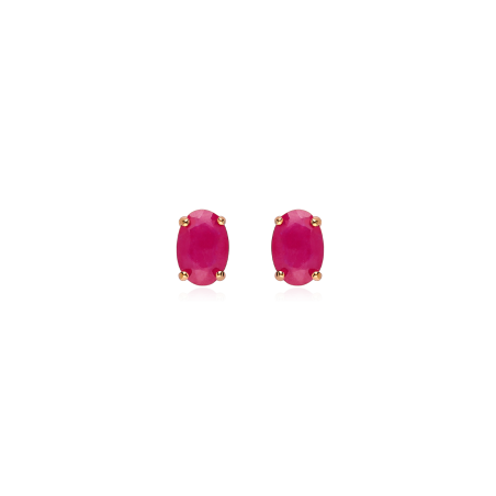 Pendientes Oro Rosa 18k Y Rubí "Candy"