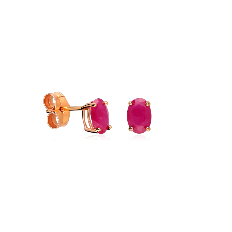 Pendientes Oro Rosa 18k Y Rubí "Candy"