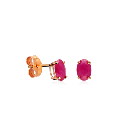 Pendientes Oro Rosa 18k Y Rubí "Candy"