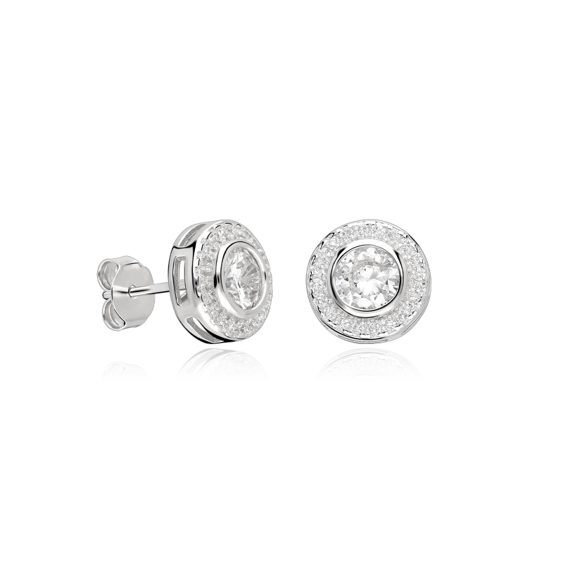 Pendientes Plata primera ley y circonitas blanca "Allende"