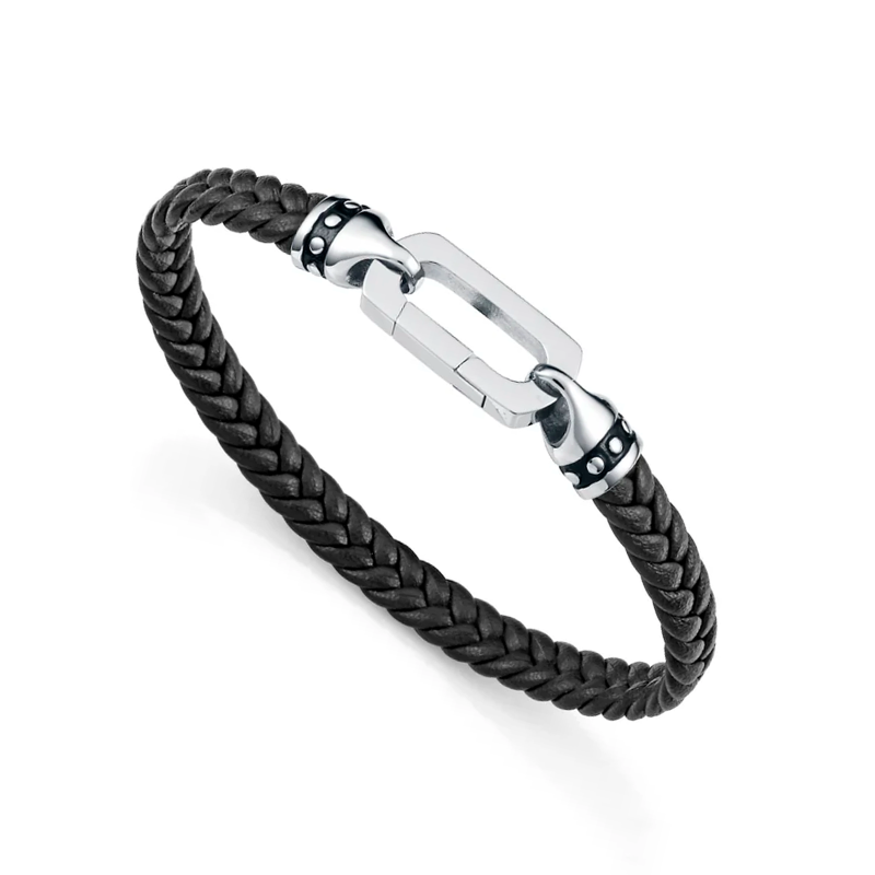 Pulsera Viceroy Acero y piel negra 15202P01010