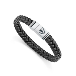 Pulsera Viceroy Acero y piel negra 14330P01010