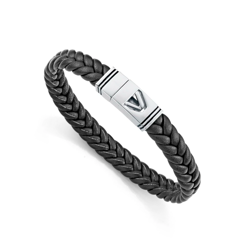 Pulsera Viceroy Acero y piel negra 14330P01010