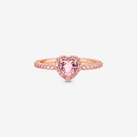 Anillo Pandora Corazón Brillante Elevado Rosa 188421C04
