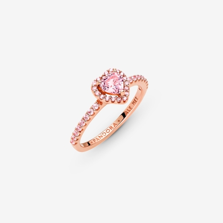 Anillo Pandora Corazón Brillante Elevado Rosa 188421C04