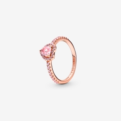 Anillo Pandora Corazón Brillante Elevado Rosa 188421C04