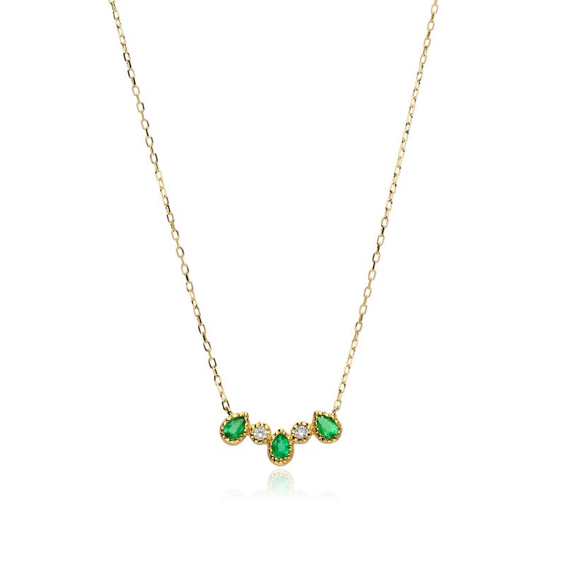 Gargantilla Oro 18k circonitas y esmeraldas "Requiem"