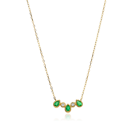 Gargantilla Oro 18k circonitas y esmeraldas "Requiem"