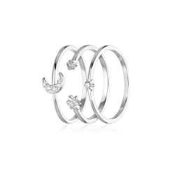 Anillo Múltiple Plata Primera Ley Y Circonitas "Cielo"