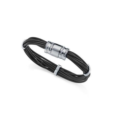Pulsera Viceroy Acero Y Piel Negra Circonitas 15192P01000