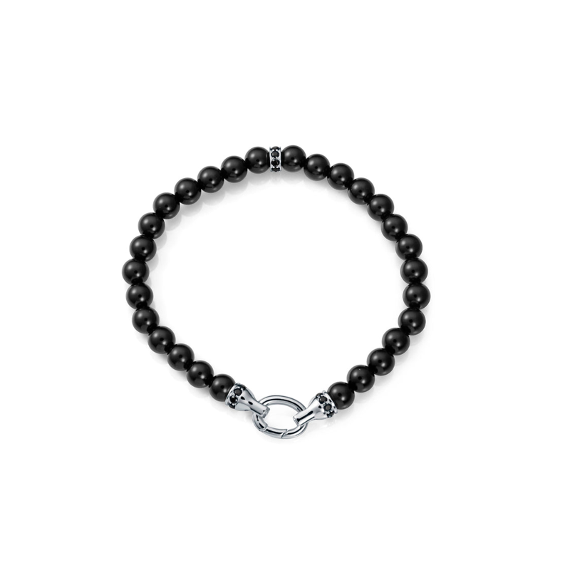 Pulsera Viceroy Plata Baño Rodio Y Piedras Naturales Negra 13256P000-45