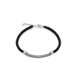 Pulsera Viceroy Plata Baño Rodio Y Piel Negra 13258P000-95