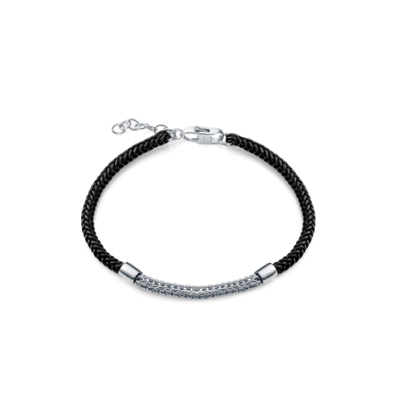 Pulsera Viceroy Plata Baño Rodio Y Piel Negra 13258P000-95