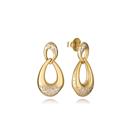 Pendientes Viceroy Plata Baño Oro Gota Y Circonitas 2347E100-30