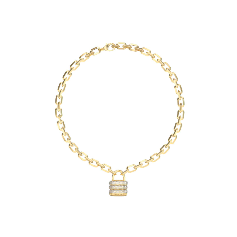 Collar Guess My Secret Acero Baño Oro Candado JUBN05415JWYGT-U