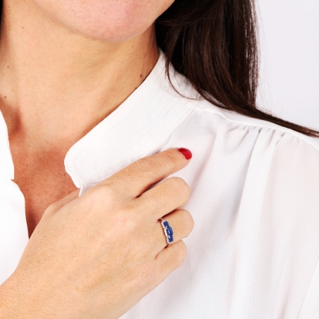 Anillo Oro 18k, zafiros y diamantes 0.071cts "Edda" Anillo Oro 18k, zafiros y diamantes 0.071cts "Edda"