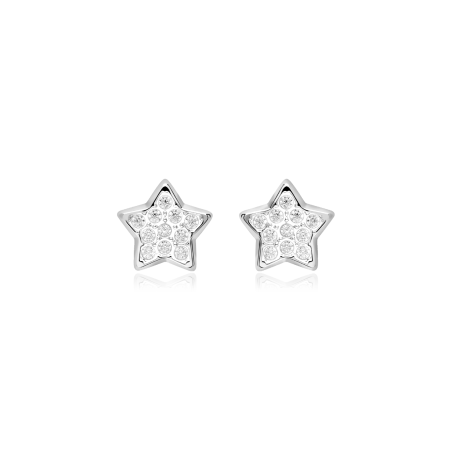 Pendientes Oro blanco 18k y circonitas "Antares"