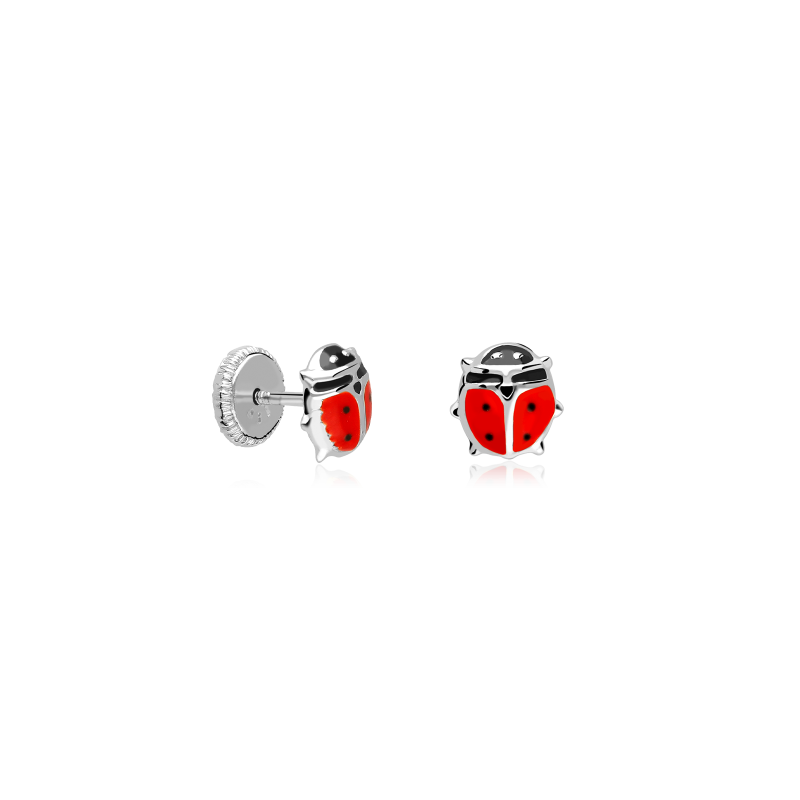 Pendientes Plata ley y esmalte "Ladybug"