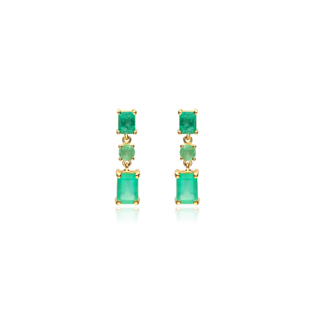 Pendientes Oro 18k y esmeraldas "Hulga"
