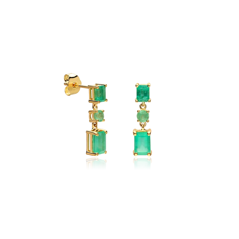 Pendientes Oro 18k y esmeraldas "Hulga"