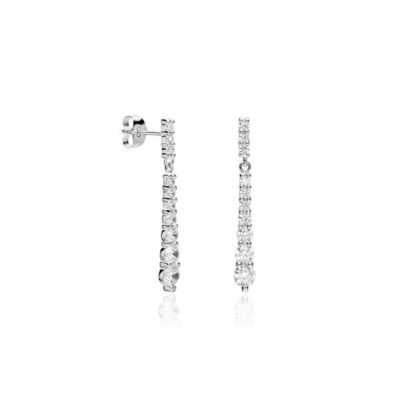 Pendientes Oro 18k blanco y circonitas "Lagert"