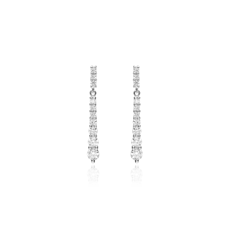 Pendientes Oro 18k blanco y circonitas "Lagert"