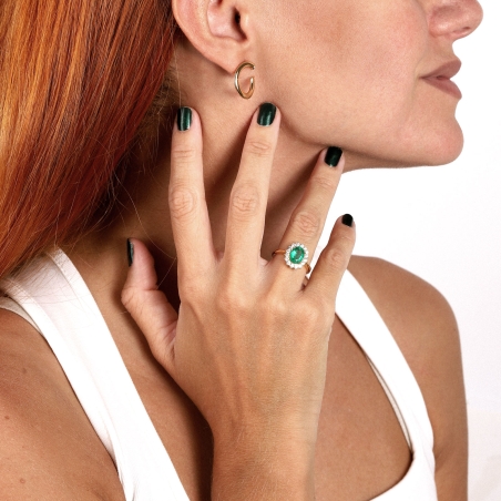 Anillo Oro 18k, esmeralda y diamantes 0.46cts "Windsor"