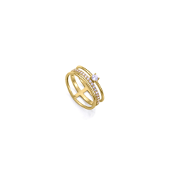 Anillo Viceroy Triple Plata Baño Oro Y Circonitas 9164A01
