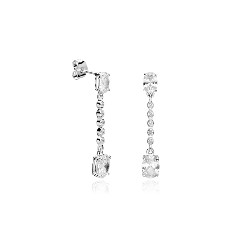 Pendientes Oro Blanco 18k y circonitas "Novira"