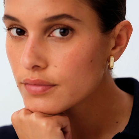 Pendientes Agatha Paris Aro Rectangular Baño Oro 2380749-157-TU