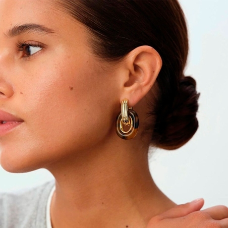Pendientes Agatha Paris Doble Aro Baño Oro 2380754-173-TU