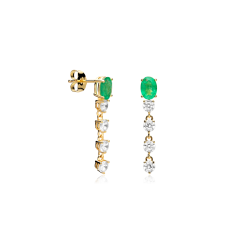 Pendientes Oro 18k, circonitas y esmeraldas "Dorae"