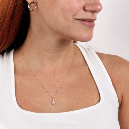 Gargantilla Oro 18k y circonitas "Goccia"
