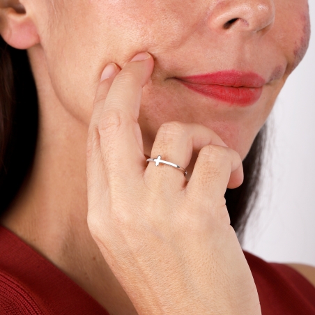 Anillo Plata Primera ley y circonitas "Elena"