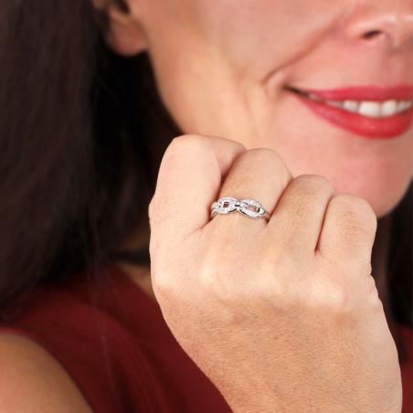 Anillo Plata primera ley y circonitas "Ella"